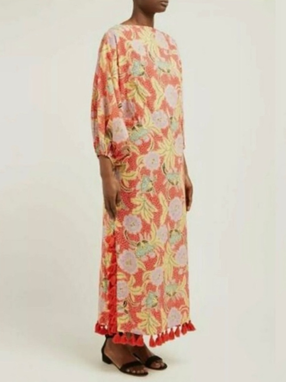 Rhode Resort Delilah Sun Dress Tassel Floral Maxi Medium